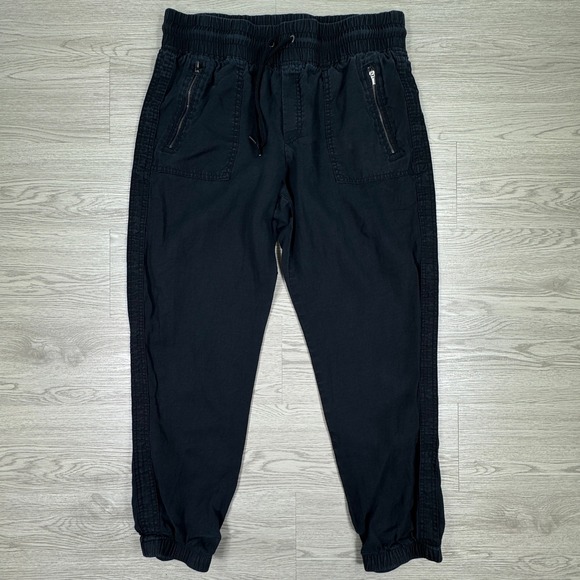 Athleta Pants - Athleta Womens Jogger Cabo Linen Pants Black 12 Elastic Waist Casual Pocket